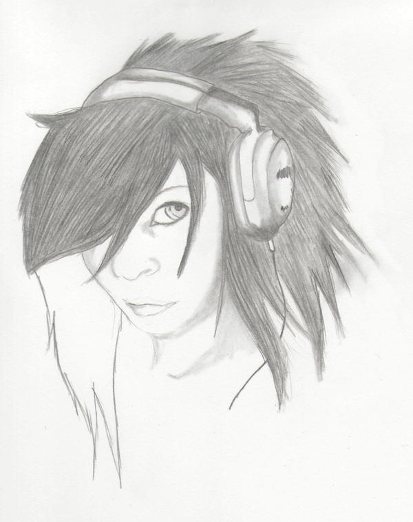 Girl Wearing Headphones By Draw4life09 On Deviantart