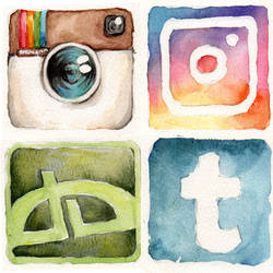 Social Media Watercolor Icons