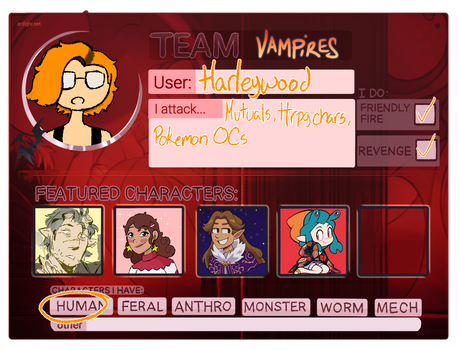 Artfight Card 2023: Team Vampire!