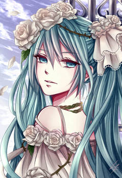 Miku Hatsune: with the white roses