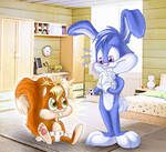 Toon Bunny and little Squirrel