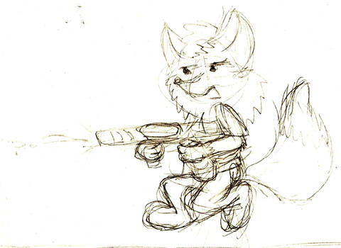 Fox with watergun. Concept art