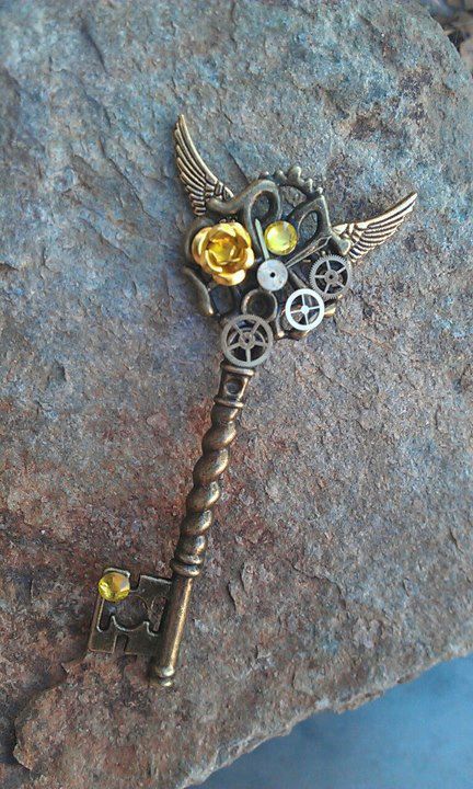 Golden Wings Fantasy Key Pendant