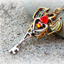 Gold and Fire Opal Crystal Dragon Key Necklace