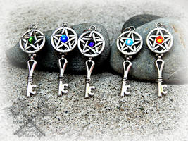 Rainbow Pentacle Key Pendants