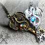 Crystal Dragons Couple's Key Necklace Set