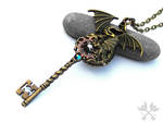 Father Dragon Skeleton Key Necklace