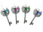 Custom Crystal Owl Skeleton Key Necklaces
