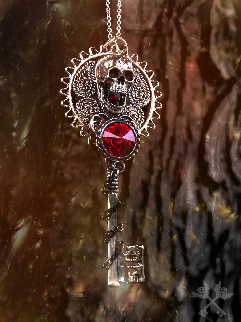 Headless Horseman Skeleton Key Pendant / Fantasy Key Jewelry / 