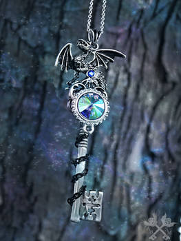 Ice Hatchling Fantasy Key Necklace