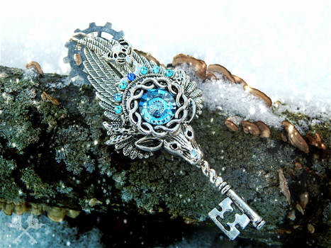 Frosty Patronus Skeleton Key Necklace