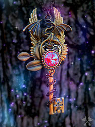 Mercury Dragon Skeleton Key Necklace