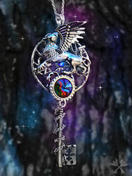 Griffon Heart Skeleton Key Necklace