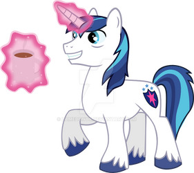 Shining Armor drinking some cocoa