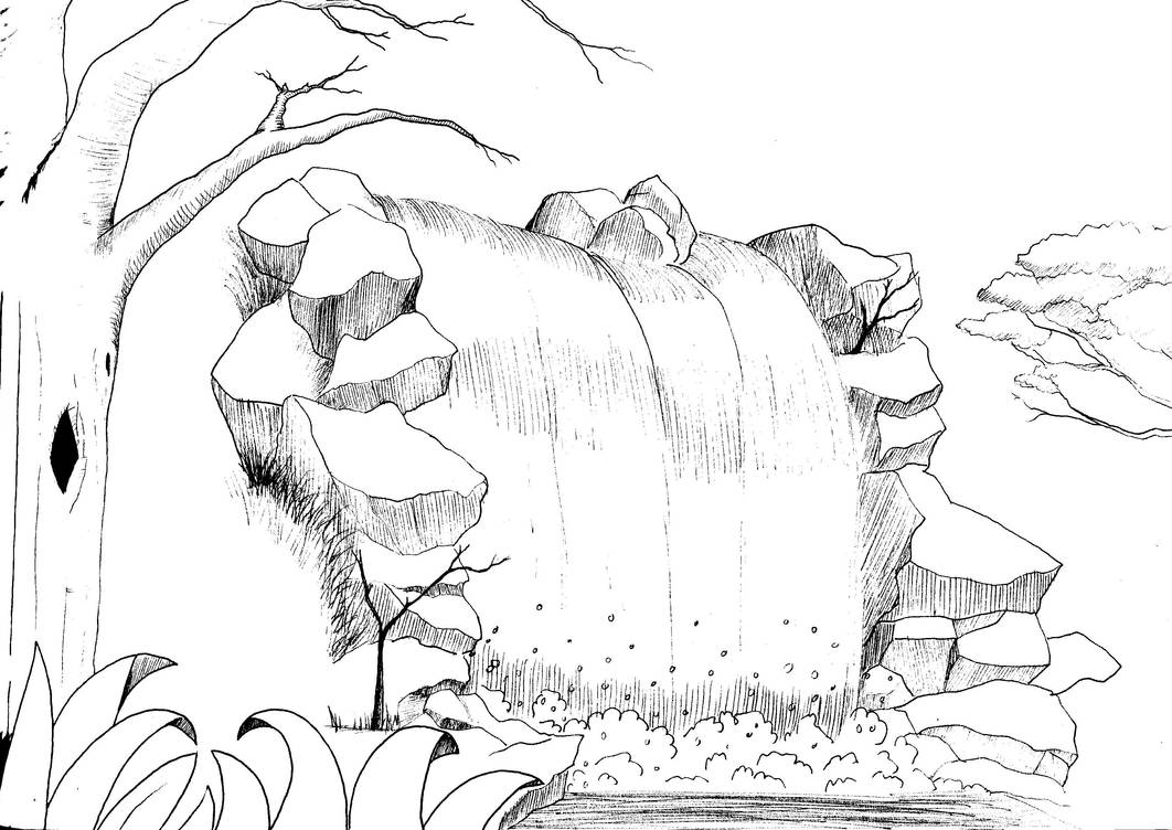 Pen and Ink Waterfall by SketchbookofDoom on DeviantArt