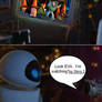 WALL-E shows EVE that he's watching Toy Story 2