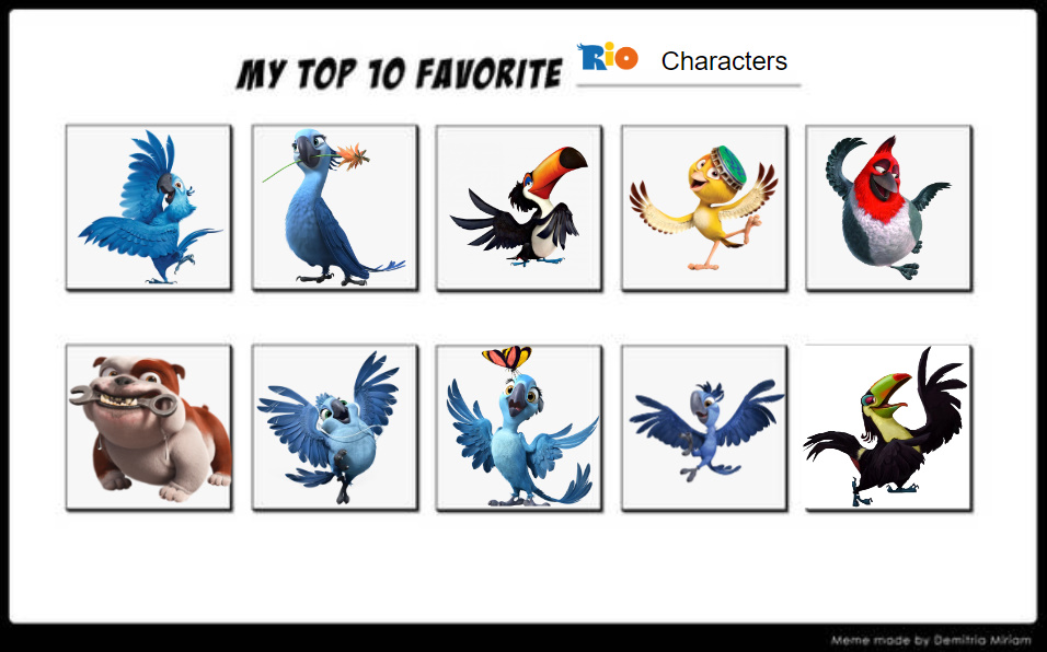 My Top 10 Favorite Rio Characters by ArielAriasPetzoldt on DeviantArt