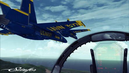 The Blue Angels..  Echelon formation