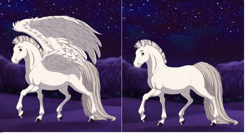 Stallion In Pegasus and Normal Horse Form