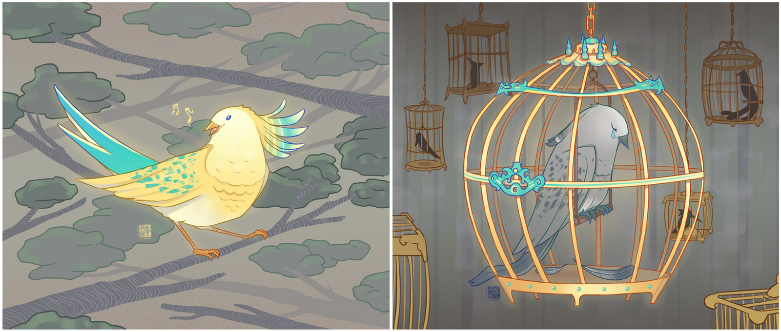 Beautiful bird, beautiful cage