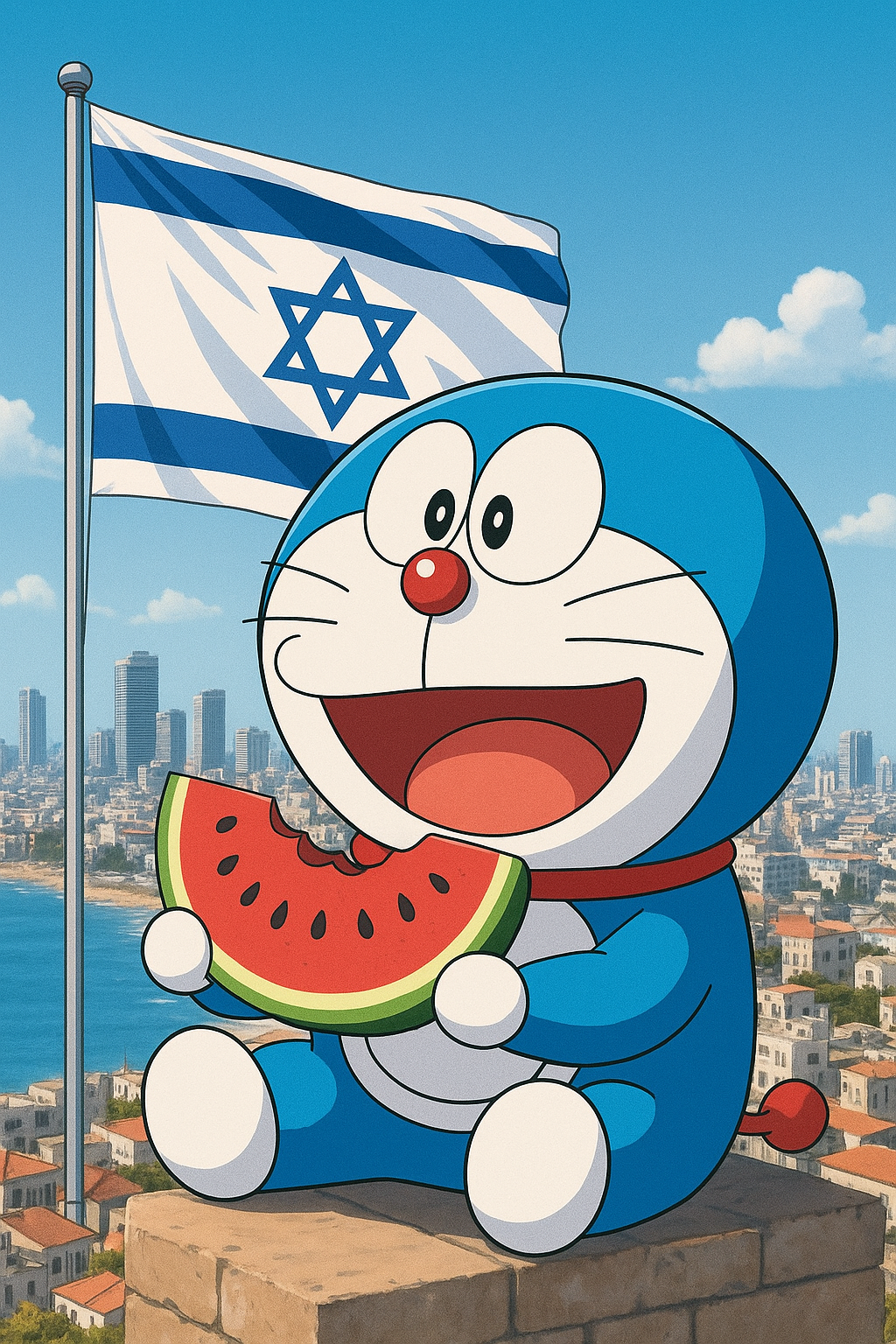 Do Rae Mon Doraemon: Eating watermelon is very nice by Doraemonworld on DeviantArt