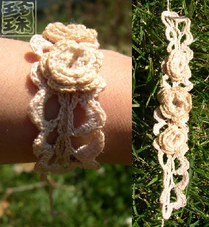 Crocheted Rose Wristlet