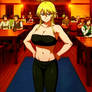 Leone in dark leggings, wants to drink with you.