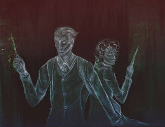 Quirrell and Harry by Arahneed