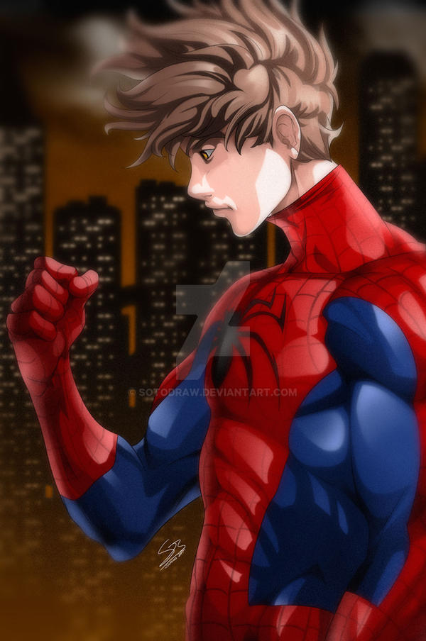 Spiderman made in the anime style by SotoDraw on DeviantArt