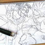 Goku SS4 and Broly sketch