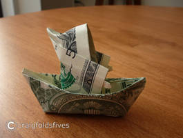 Dollar Origami Santa in a Canoe v2
