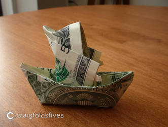 Dollar Origami Santa in a Canoe v2