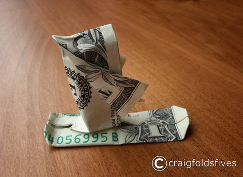 Dollar Origami Santa Snowboarding v1