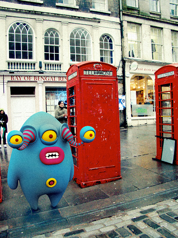 At a British phone booth