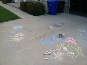 Sidewalk chalk at the Sipioc house