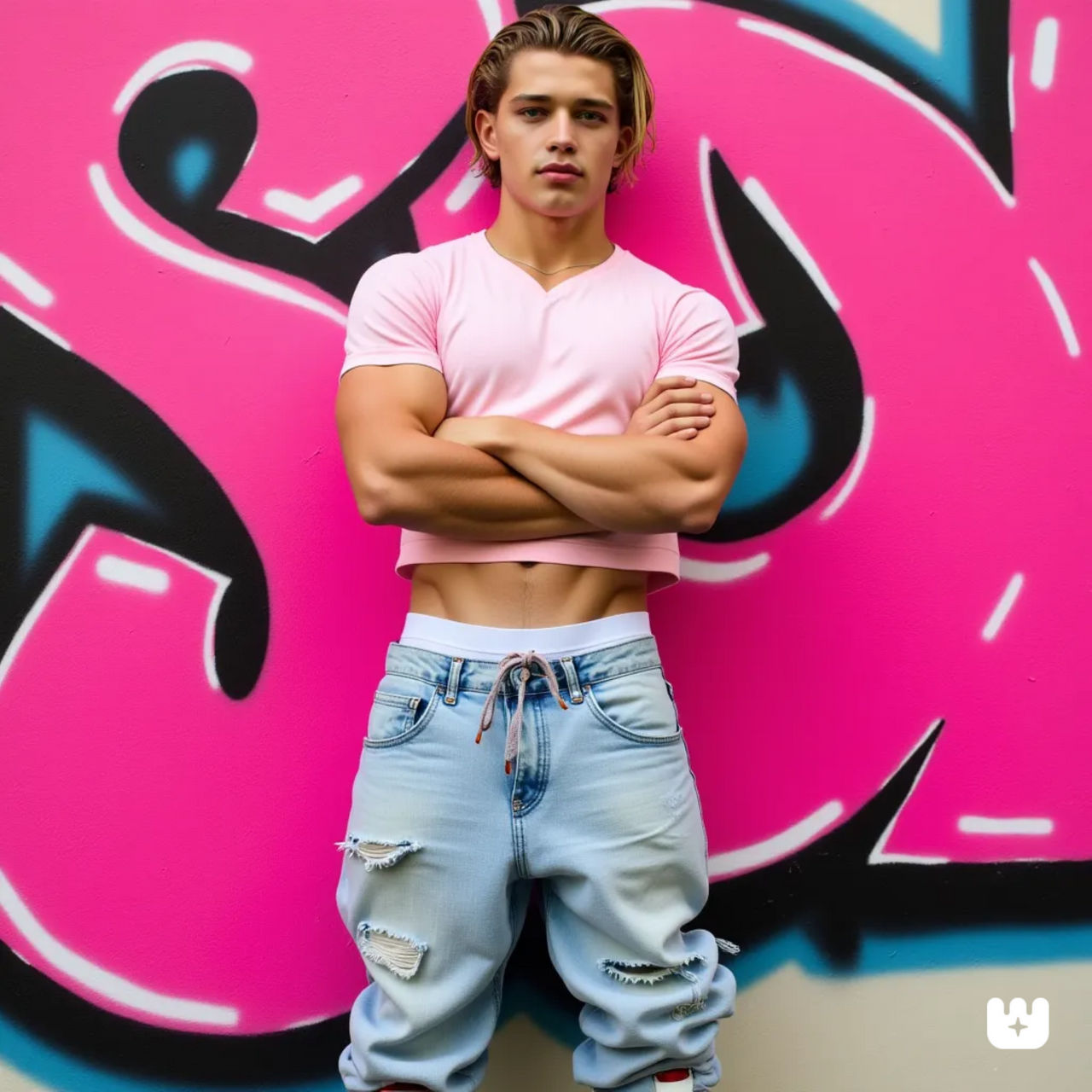Alex Ruygrok standing against a bold pink graf... by stephentwest on ...