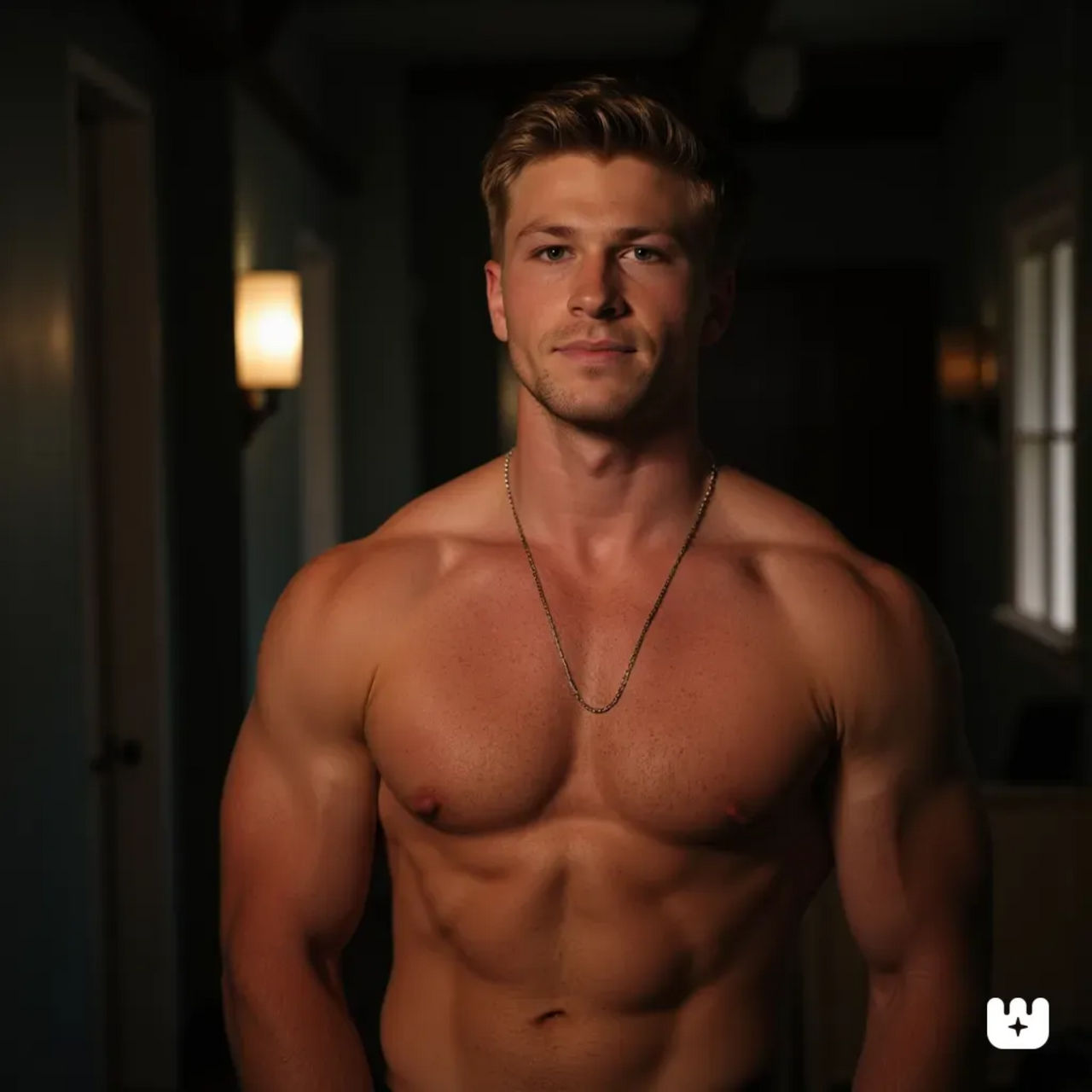 Robert Irwin, shirtless, wearing a thin silver ... by stephentwest on ...