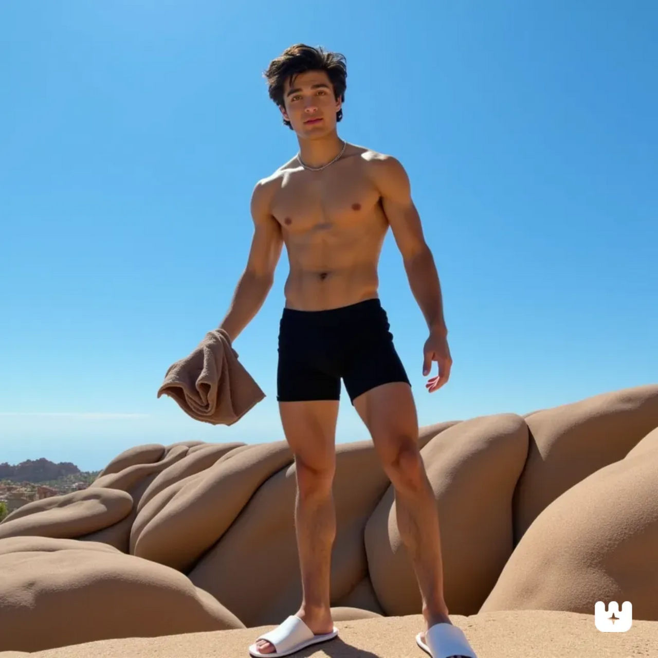 Asher Rammone Asher Angel stands shirtless on a rocky outcro... by stephentwest on ...