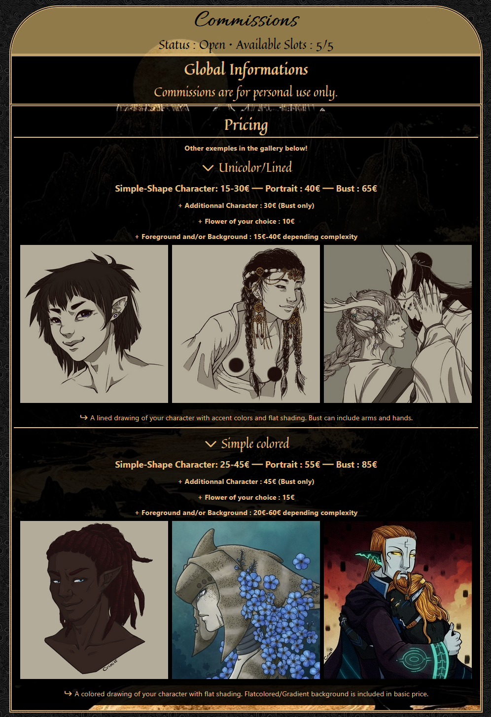 Commission sheet - open