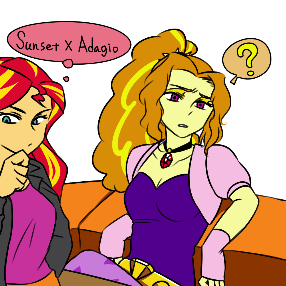 Sunset Shimmer and Adagio