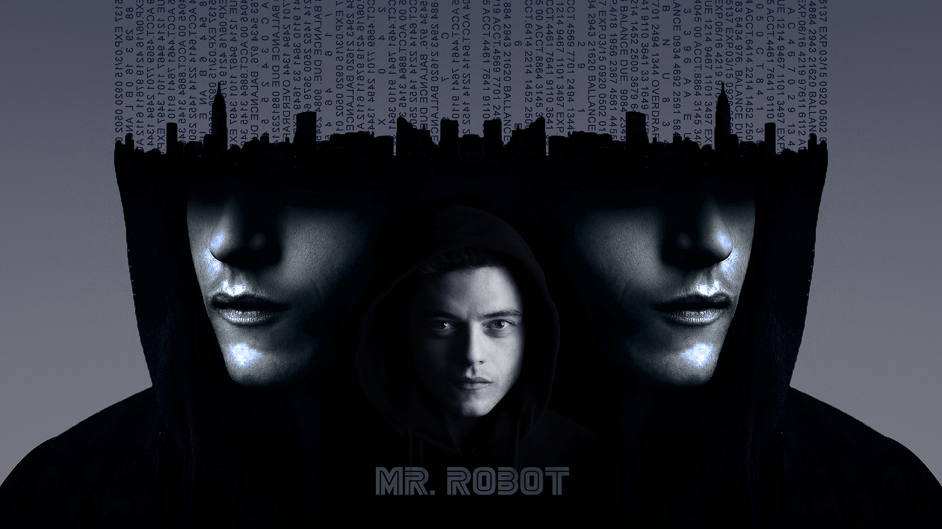Mr Robot Logo, mr-robot, tv-shows, black-and-white, monochrome, HD wallpaper