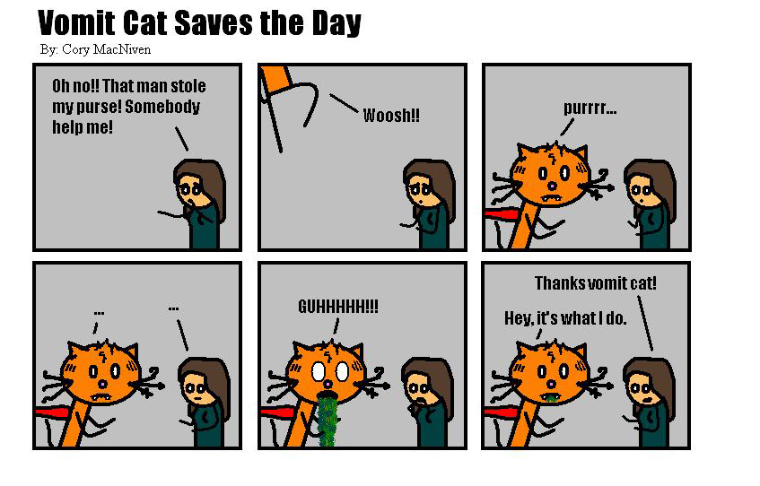 Vomit Cat Saves the Day by Quarl