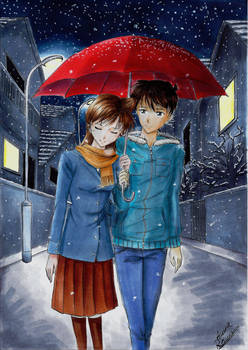 Shinichi and Ran - Snowflakes (Meitantei Conan)