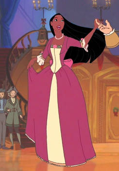 Pocahontas in Belle's Christmas Dress