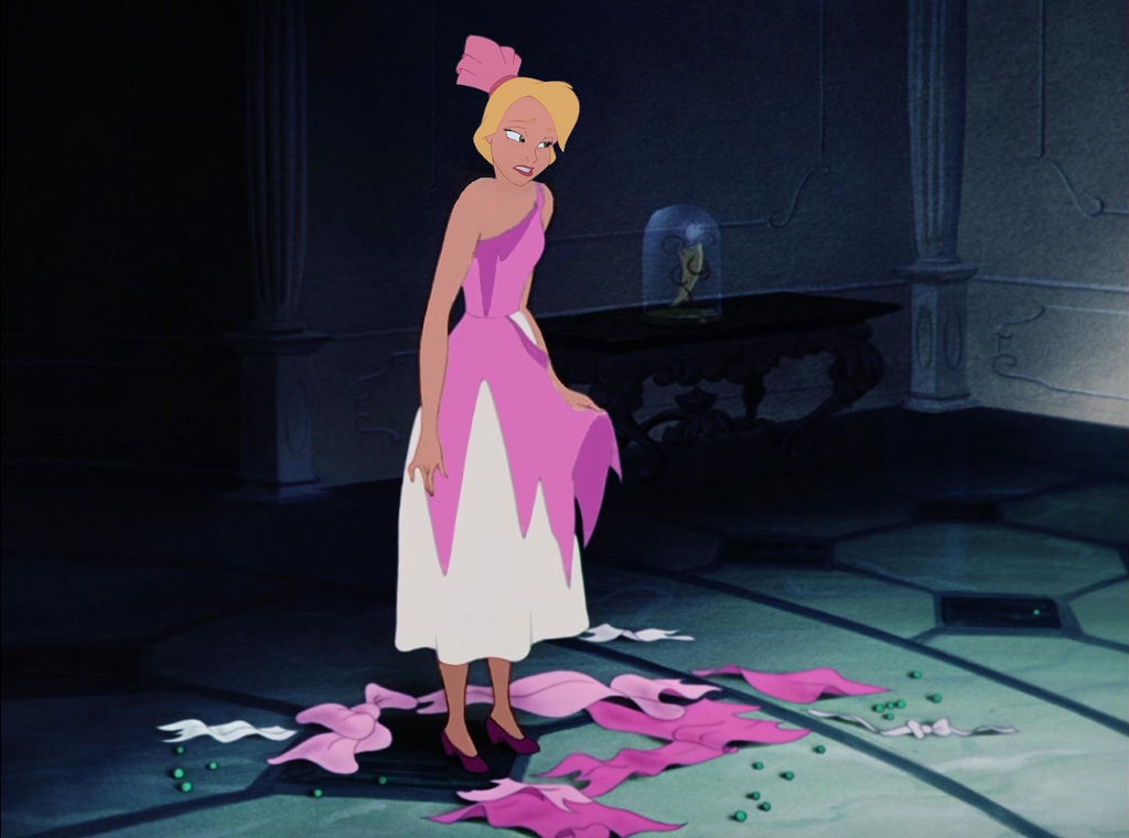 cinderella ripped pink dress In the most recent gif you posted of the moment when Cinderella's dress is ripped, the very last scene before it cuts to the... @hafanforever on Tumblr