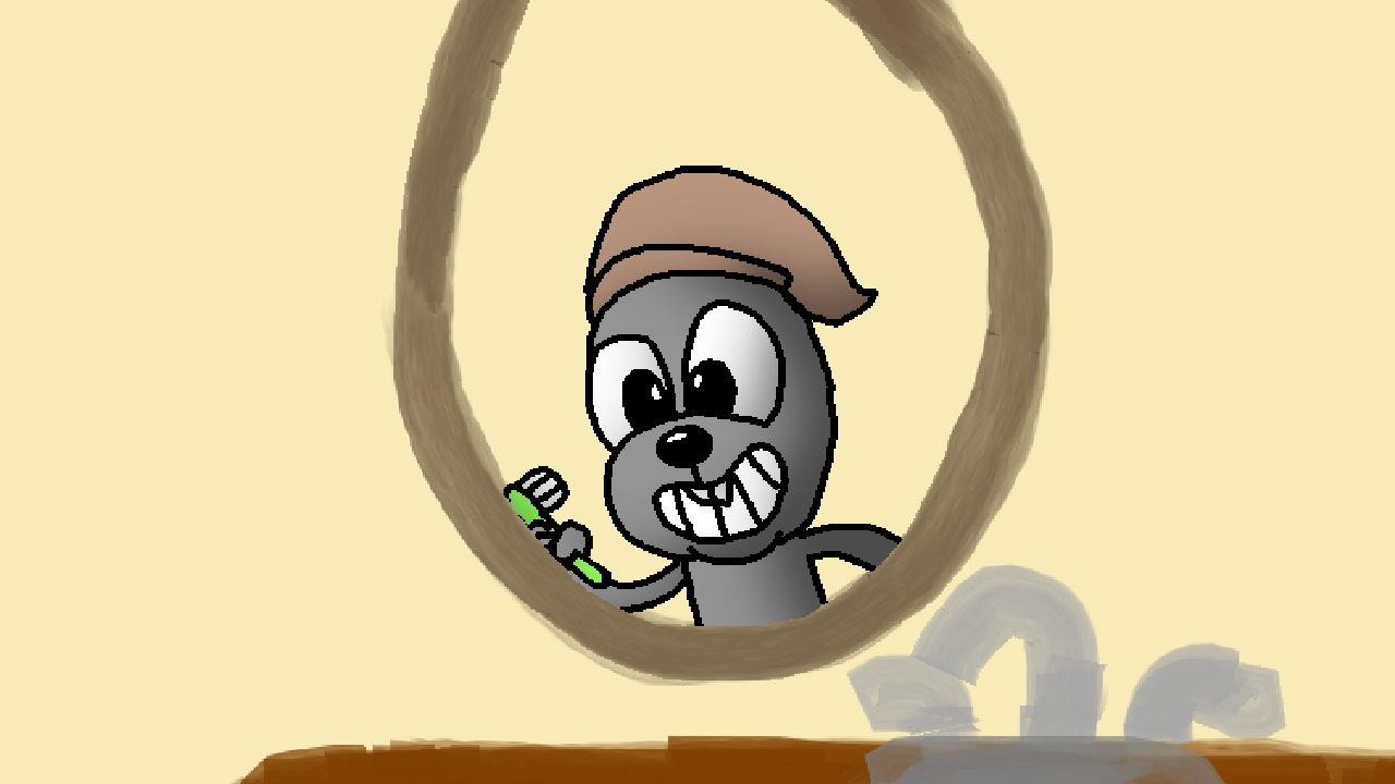 Rocky Brushing Teeth