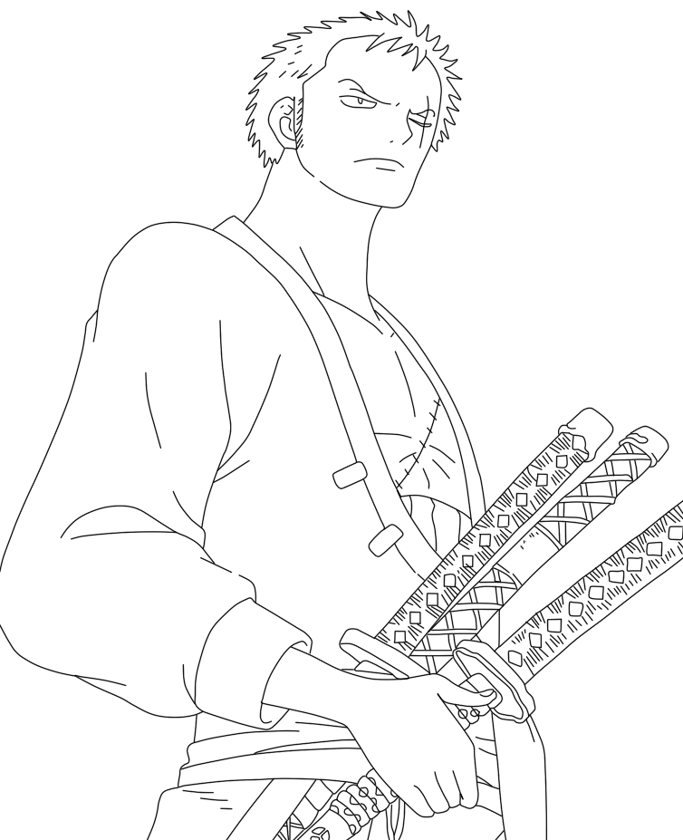 Line Drawing Zoro One Piece - dimecorazonteestoyescuchando