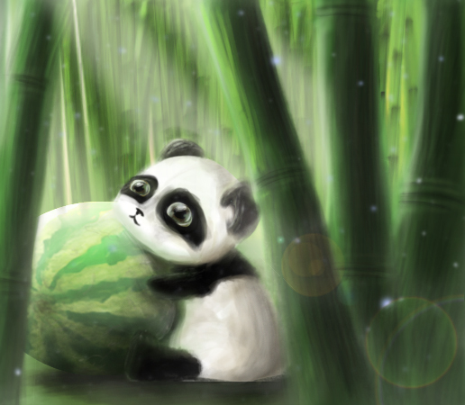 Panda loves melons