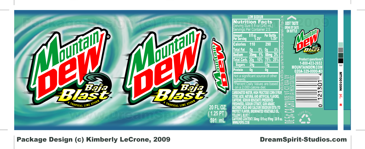 Mountain Dew Baja Blast Label