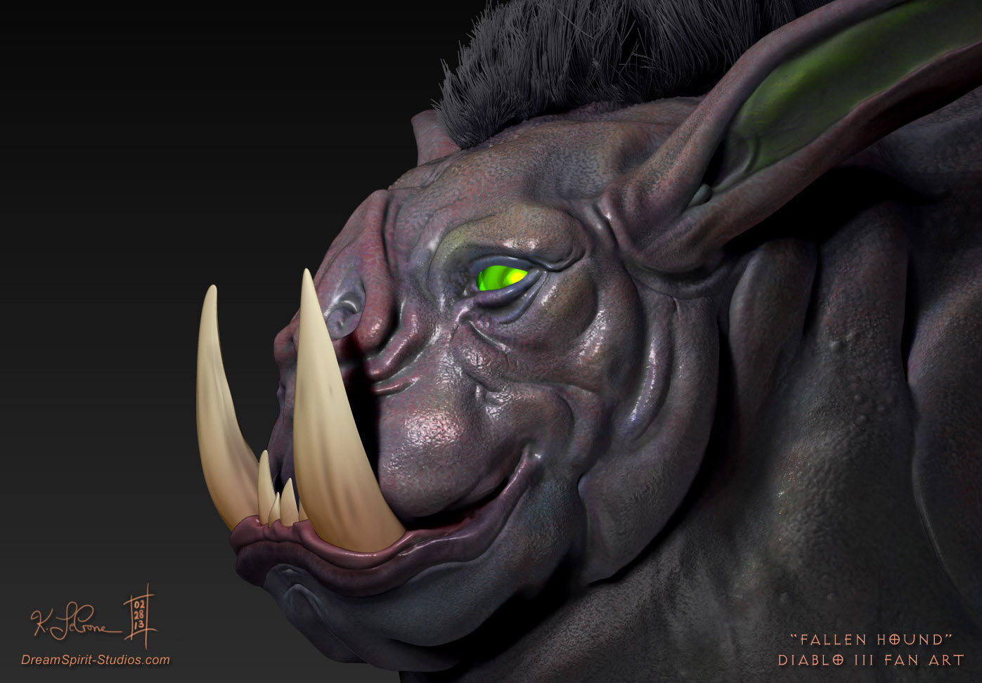 ZBrush - Week 6 - Fallen Hound - Close-Up by Dreamspirit